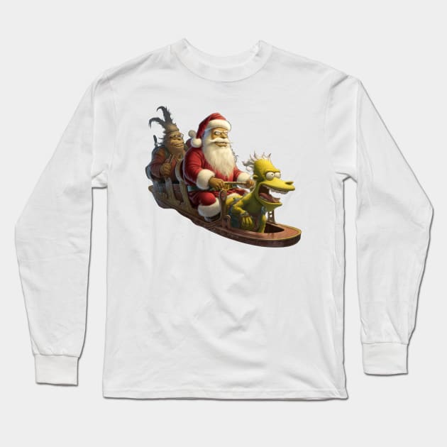 Mad Santa:Dark Christmas Long Sleeve T-Shirt by TooplesArt